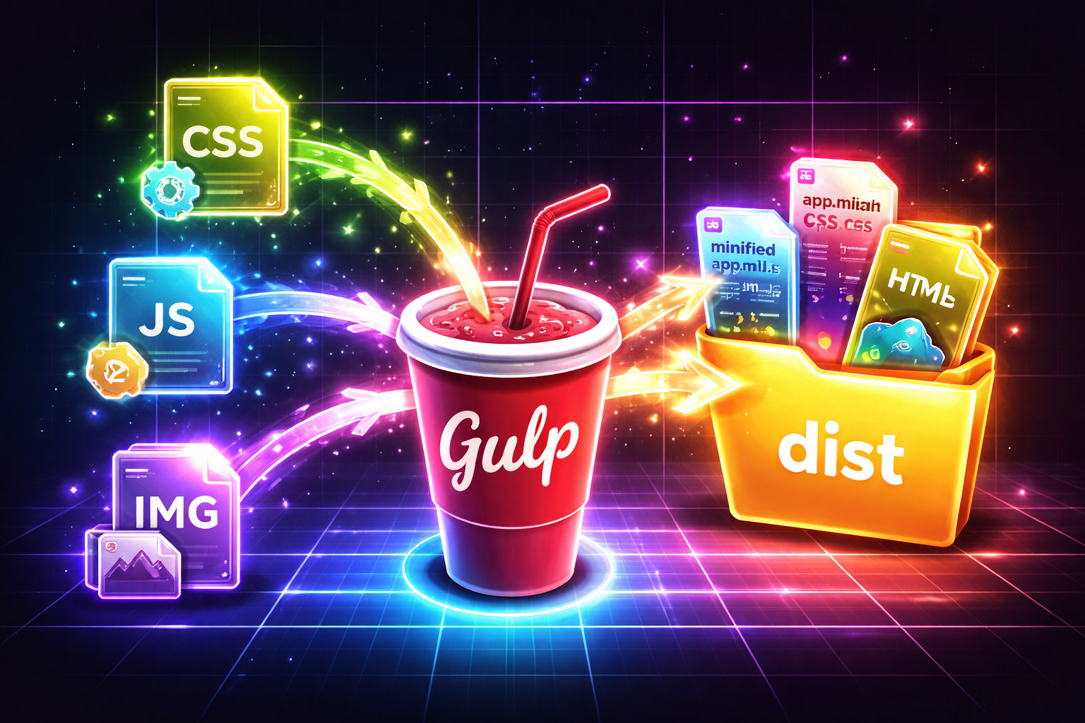 Gulp task pipeline: clean, optimize, bundle