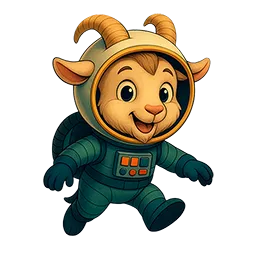 Space goat gently lifting and tilting on hover.